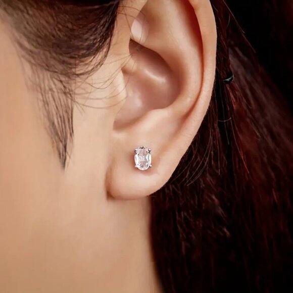 14K Gold Oval 2ct Diamond Stud Womens Earrings Round Studs 14 Karat Jewelry NEW